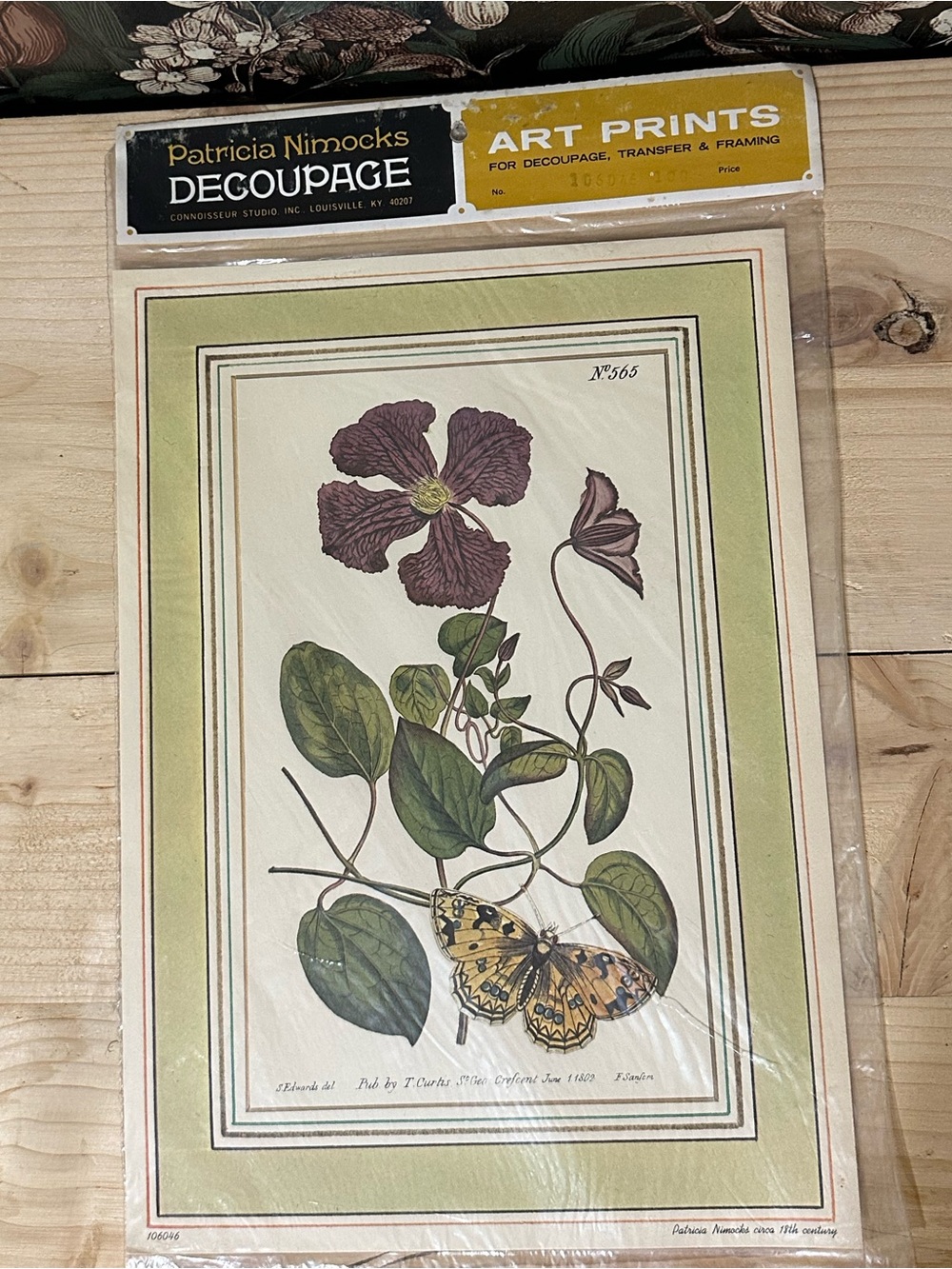 Vintage 1971 18th century botanical flower butterfly art prints